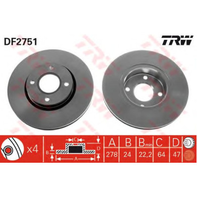 Kočioni disk TRW DF2751