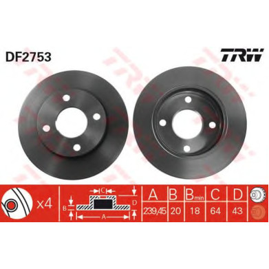 Kočioni disk TRW DF2753