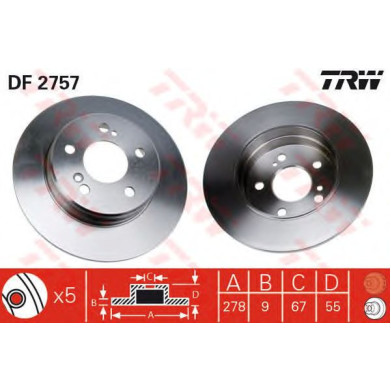 Kočioni disk TRW DF2757