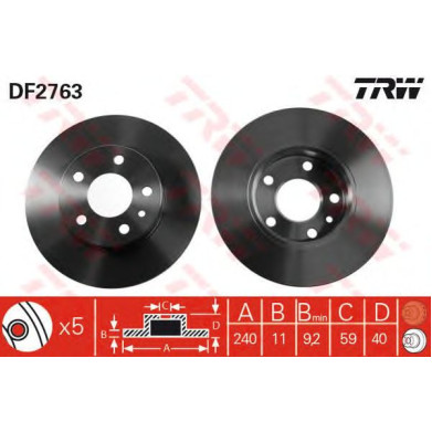 Kočioni disk TRW DF2763