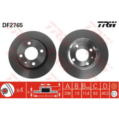 Kočioni disk TRW DF2765