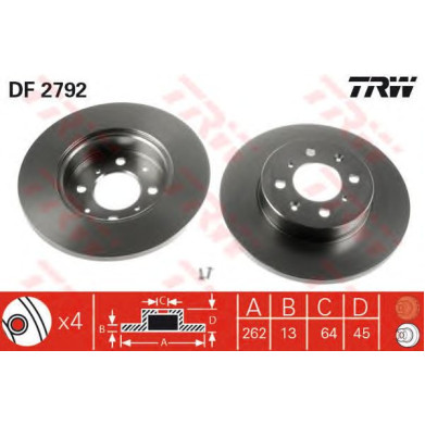 Kočioni disk TRW DF2792