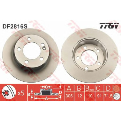 Kočioni disk TRW DF2816S