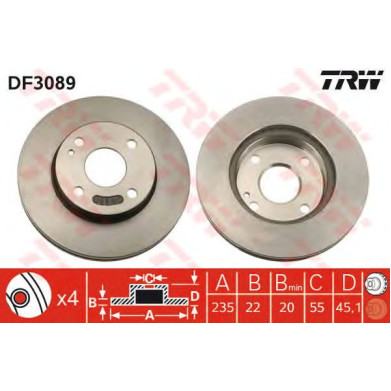Kočioni disk TRW DF3089