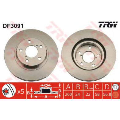 Kočioni disk TRW DF3091