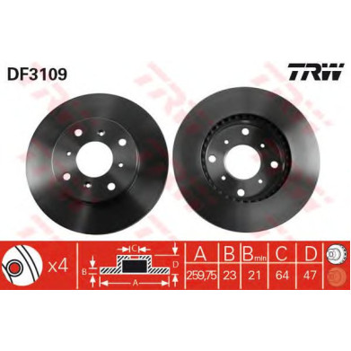 Kočioni disk TRW DF3109