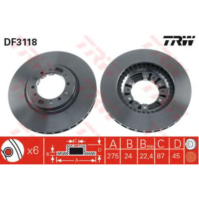 Kočioni disk TRW DF3118