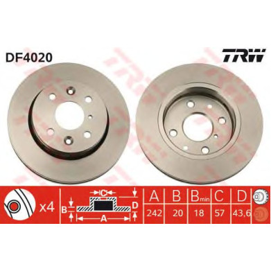Kočioni disk TRW DF4020