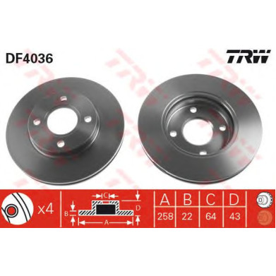 Kočioni disk TRW DF4036