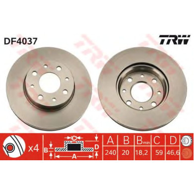 Kočioni disk TRW DF4037
