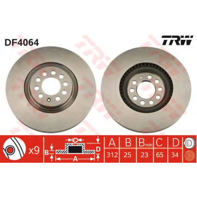 Kočioni disk TRW DF4064