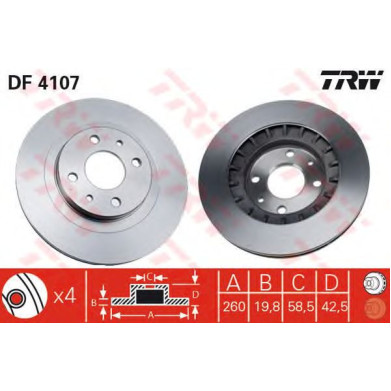 Kočioni disk TRW DF4107