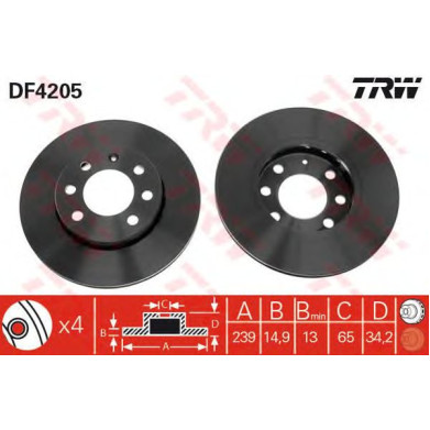 Kočioni disk TRW DF4205
