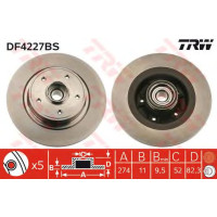 Kočioni disk s ležajem TRW DF4227BS