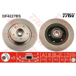 Kočioni disk s ležajem TRW DF4227BS