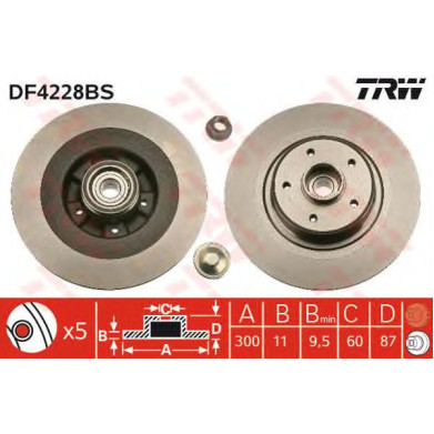Kočioni disk s ležajem TRW DF4228BS