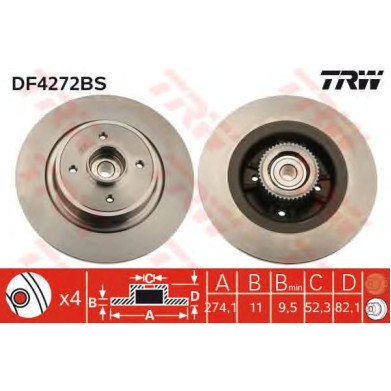 Kočioni disk s ležajem TRW DF4272BS