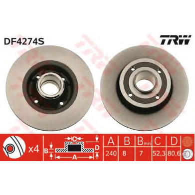 Kočioni disk TRW DF4274S