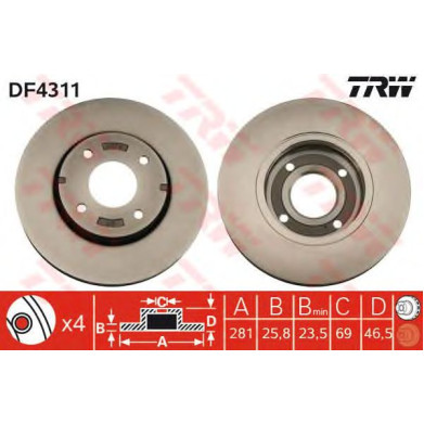 Kočioni disk TRW DF4311
