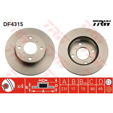 Kočioni disk TRW DF4315