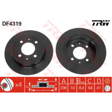 Kočioni disk TRW DF4319