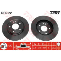 Kočioni disk TRW DF4322