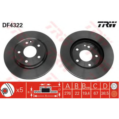 Kočioni disk TRW DF4322