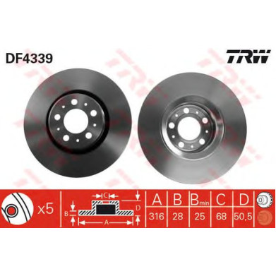 Kočioni disk TRW DF4339