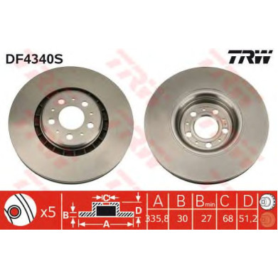 Kočioni disk TRW DF4340S