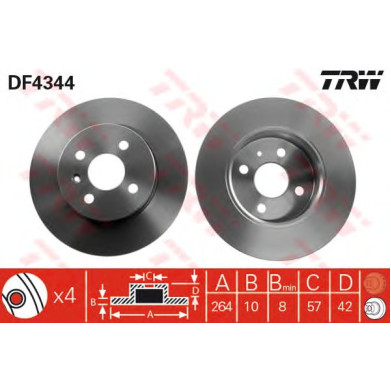 Kočioni disk TRW DF4344