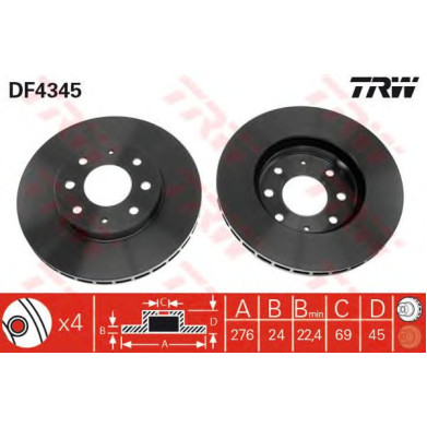 Kočioni disk TRW DF4345