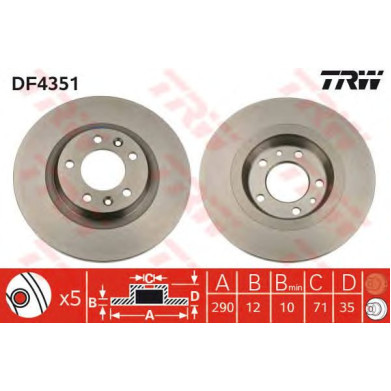 Kočioni disk TRW DF4351
