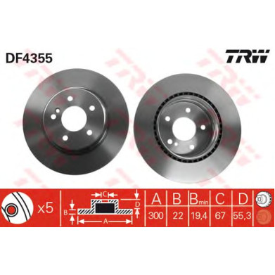 Kočioni disk TRW DF4355