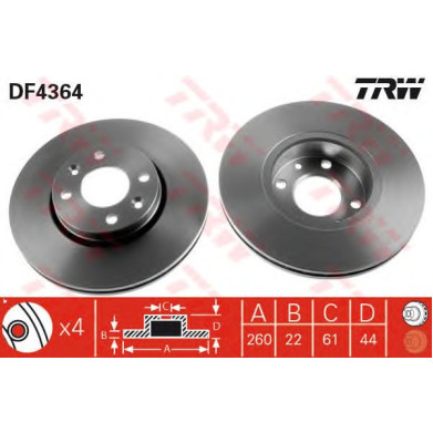 Kočioni disk TRW DF4364