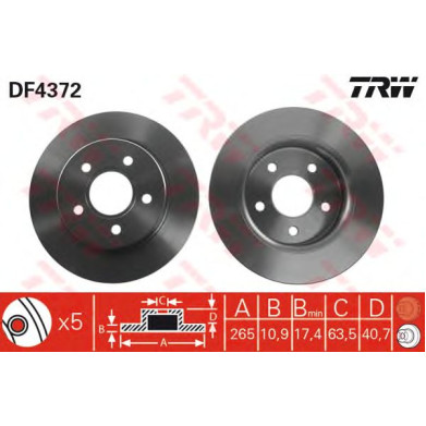 Kočioni disk TRW DF4372