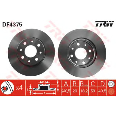 Kočioni disk TRW DF4375