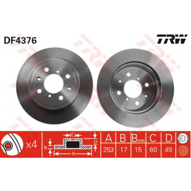 Kočioni disk TRW DF4376