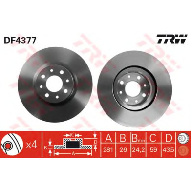 Kočioni disk TRW DF4377