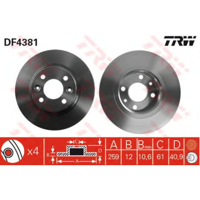 Kočioni disk TRW DF4381