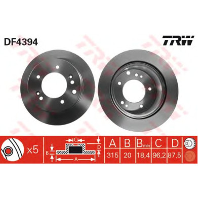 Kočioni disk TRW DF4394