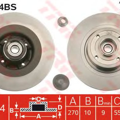 Kočioni disk s ležajem TRW DF4414BS