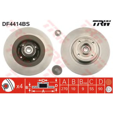 Kočioni disk s ležajem TRW DF4414BS