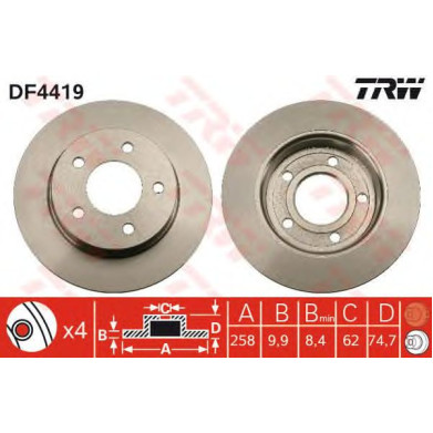 Kočioni disk TRW DF4419