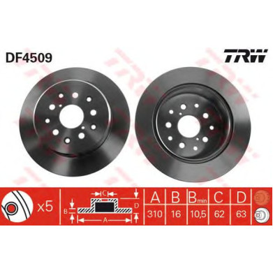 Kočioni disk TRW DF4509