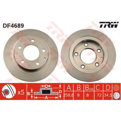 Kočioni disk TRW DF4689