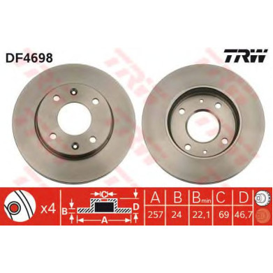 Kočioni disk TRW DF4698
