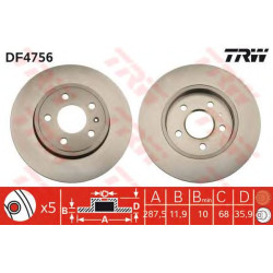 Kočioni disk TRW DF4756