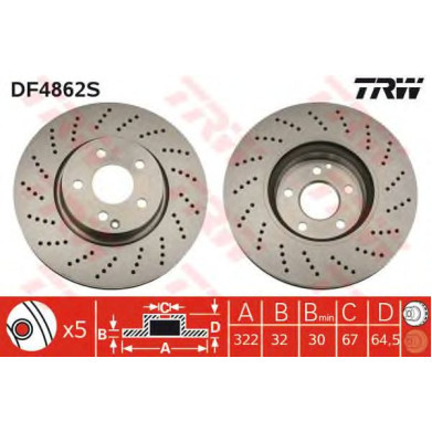 Kočioni disk TRW DF4862S