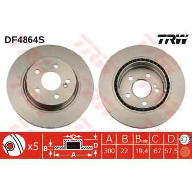 Kočioni disk TRW DF4864S