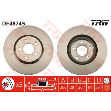 Kočioni disk TRW DF4874S